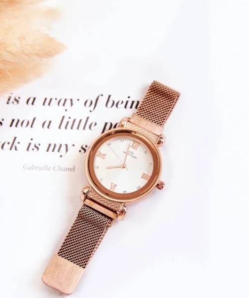 Butosklep Damski Zegarek Giorgio & Dario Z Bransoletą Na Magnes Różowe Złoto