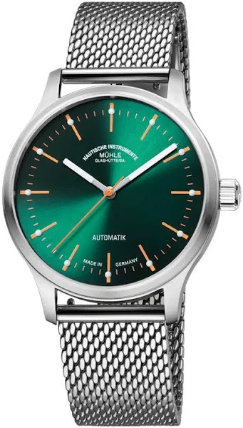 Mühle Glashütte Zegarek Na Rękę Panova Zielony Z Bransoletą Ze Stali
