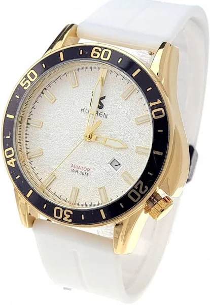 912 Zegarek męski złoty sylikonowy gumowy Kurren