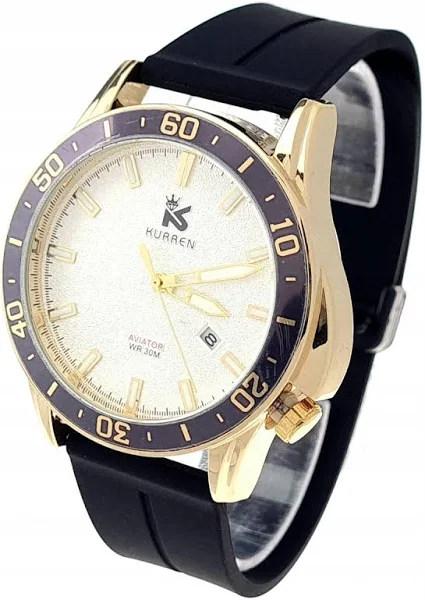 3349 Zegarek męski złoty sylikonowy gumowy Kurren