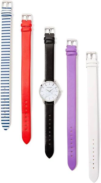 Laura Ashley Damski zestaw wymiennych zegarek z paskiem z 5 paskami w jednolitym kolorze