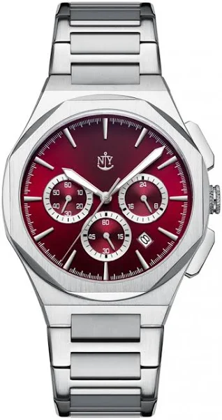 Męski srebrny zegarek NYI Watches ze stalowym paskiem Madison