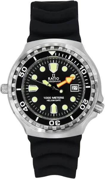 Ratio FreeDiver Wersja 02 Helowy Bezpieczny 1000M Szafirowy Kwarcowy Tarcza 1038EF102V Męski Zegarek