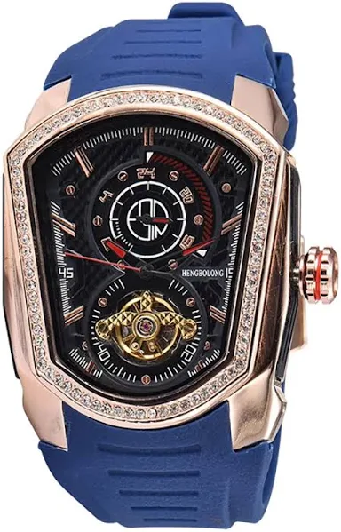 Nowy Model dla tego samego urządzenia Tourbillon wheel mechaniczny zegarek męski wodoodporne gumowe