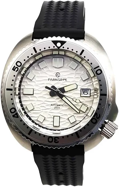 PARNSRPE-męski zegarek na co dzień wodoodporna obudowa ze stali nierdzewnej gumowy pasek szafirowe