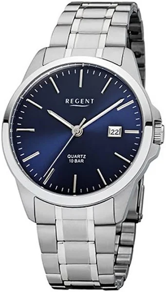 zegarek na rękę Regent srebrny F-1011 męski analogowy zegarek kwarcowy URF1011