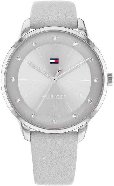 Tommy Hilfiger Analogowy zegarek kwarcowy dla kobiet z szarym skórzanym paskiem