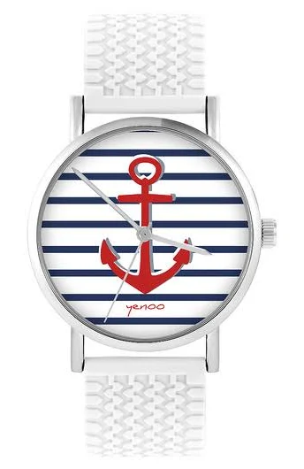 Zegarek - Kotwica - silikonowy, biały