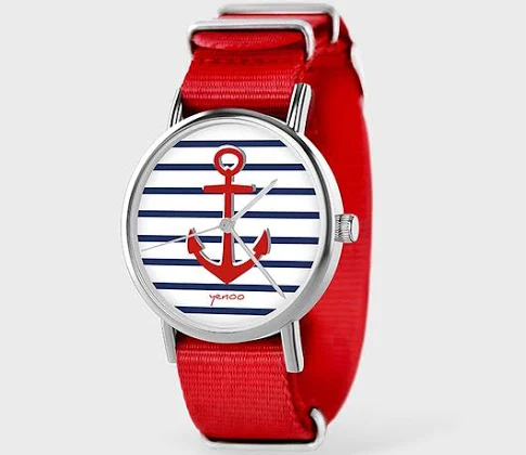 zegarek kotwica czerwony