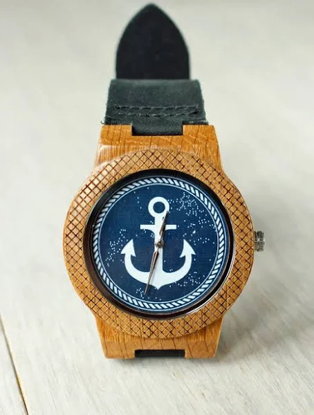 EkoCraft drewniany zegarek kotwica