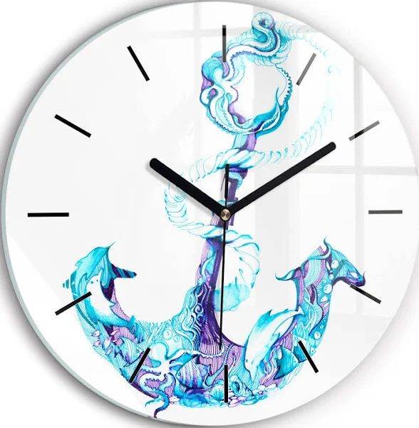 Zegar ścienny okrągły Morska kotwica