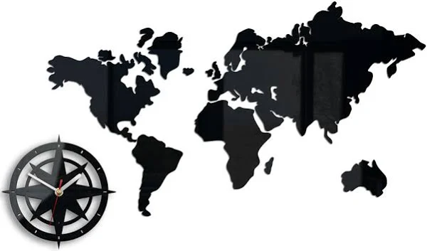 Zegar Ścienny Mapa Świata