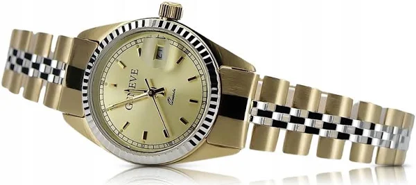 Złoty zegarek damski 14k 585 z bransoletą Geneve lw020ywdy&lbw010y