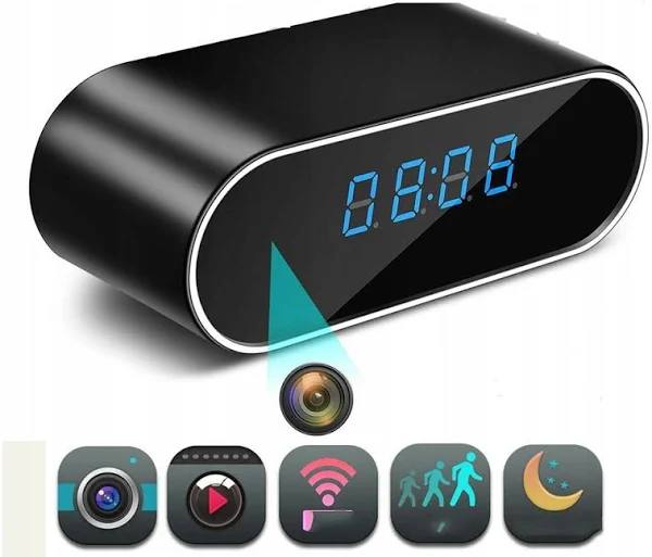 Zegar Mini Kamera WiFi Ukryta Budzik 64GB