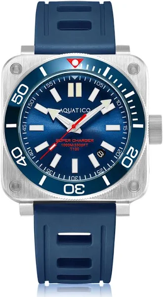 Aquatico Steel Man niebieska tarcza ceramiczna ramka szkiełka zegarka zegarek