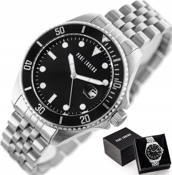 Zegarek Męski Paul Lorens Diver +box +grawer Submariner datownik stalowy