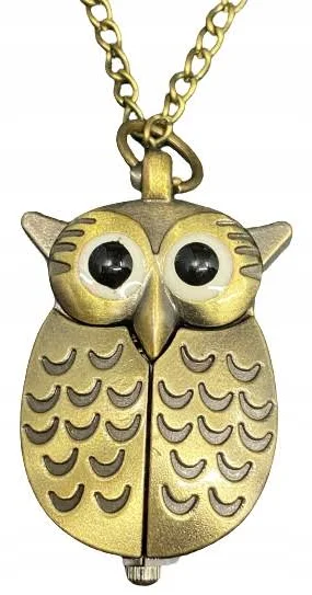 Naszyjnik zegarek sowa gold