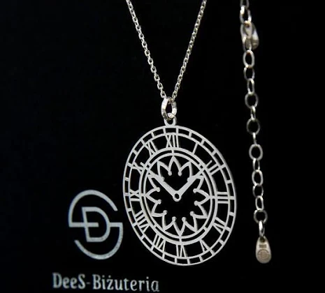 Naszyjnik Zegar Zegarek Srebro 925