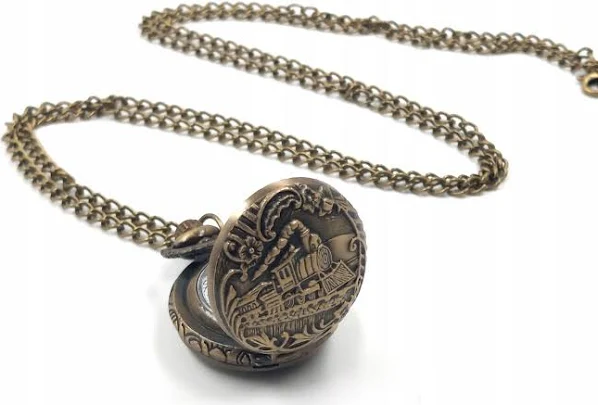 Naszyjnik Wisiorek Zegarek Kieszonkowy Pociąg Lokomotywa Ciuchcia Malutki