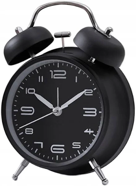 Mechaniczny Budzik Nakręcany Zegar Podwójny Czarny
