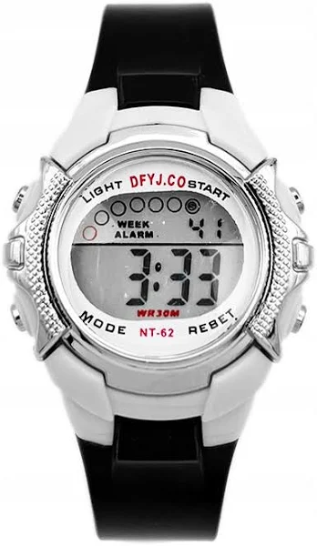 Zegarek dziecięcy elektroniczny fioletowy stoper alarm data