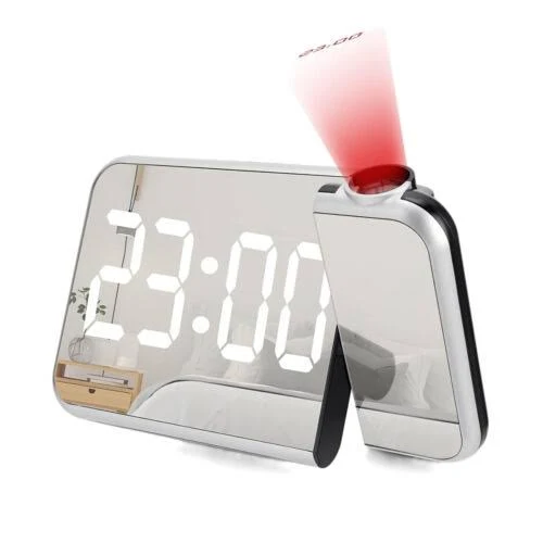 Budzik Zegar Cyfrowy Elektroniczny Led Projektor