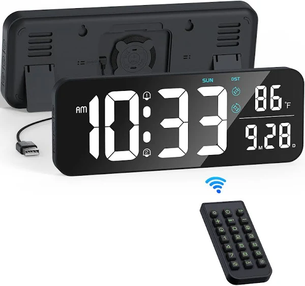 Duży zegar elektroniczny Led ścienny stołowy 3D budzik termometr