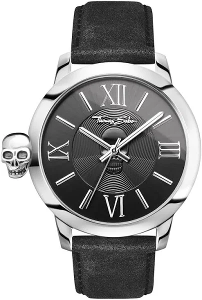 Thomas Sabo Akcesoria Mężczyzna Czarny ONE Size Męski zegarek Rebel With Karma 46 MM Pasek skórzany Wa 0296-218-203-46 MM
