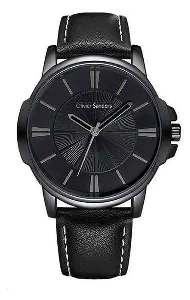 Skórzany Zegarek Męski Czarny Skóra Na Pasku