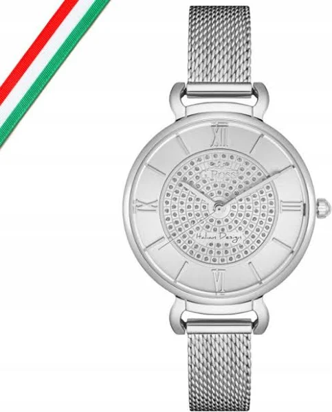 Damski zegarek na bransolecie biała tarcza zdobiona