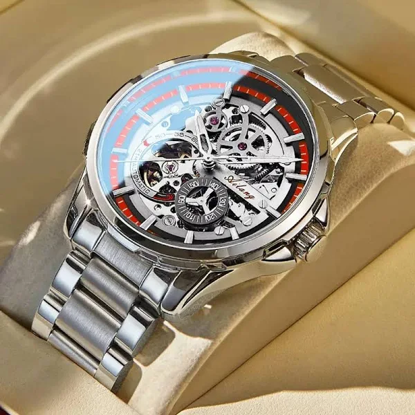 AILANG Skeleton mechaniczny zegarek ze stali nierdzewnej wodoodporne męskie zegarki Top marka