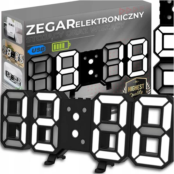 Zegar Zegarek Budzik Elektroniczny Cyfrowy Led