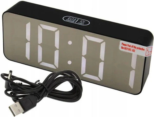 Zegar Budzik Cyfrowy Mirror LED 12/24H Termometr