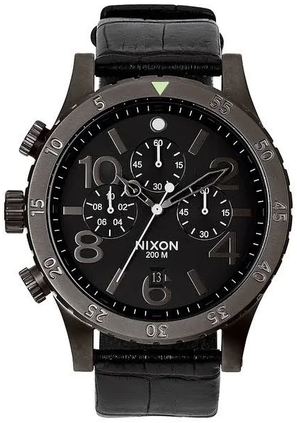 Zegarek Nixon 48-20 Chrono Leather Black Gator A363 1886