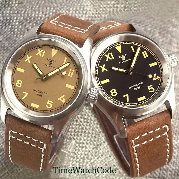 Tandorio Pilot Aviator zegarek dla mężczyzn automatyczny NH35 PT5000 ruch 200m wodoodporna