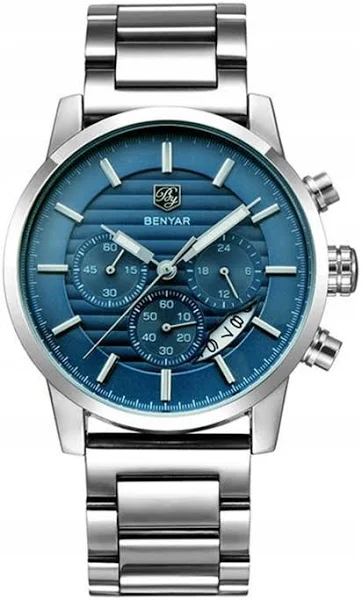Zegarek męski Benyar bransoleta data chronograf