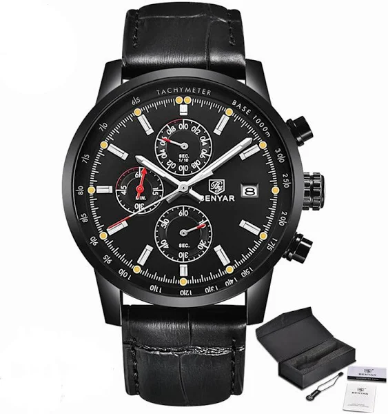 Benyar Black Klasyczny Zegarek Męski Pudełko Grati