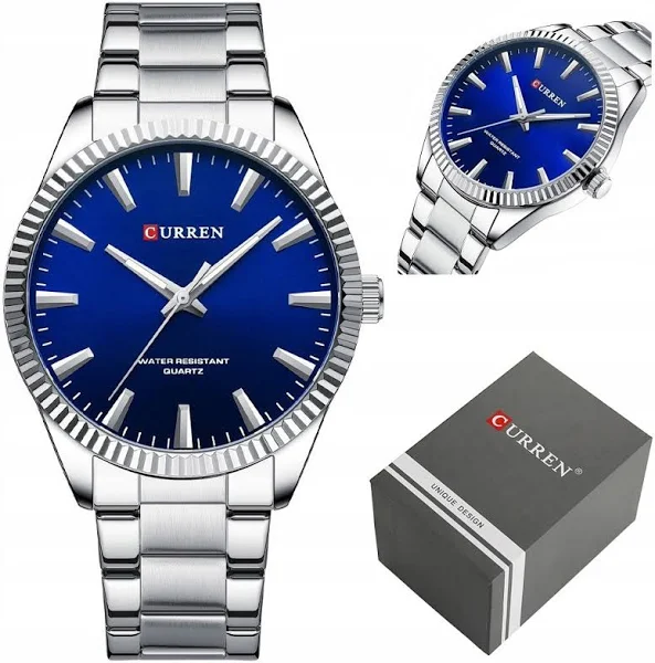 Zegarek Męski Curren Magnat +box +grawer klasyczny stalowy srebrny