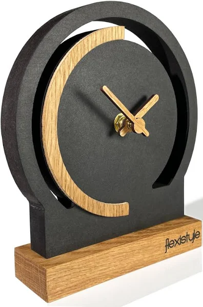 Zegar stojący czarny drewniany Oval Dębowy