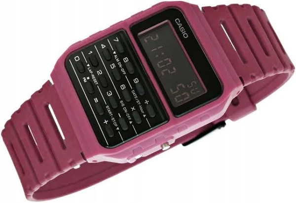 Zegarek Męski Casio Cyfrowy Kalkulator Bordowy Czarny Box