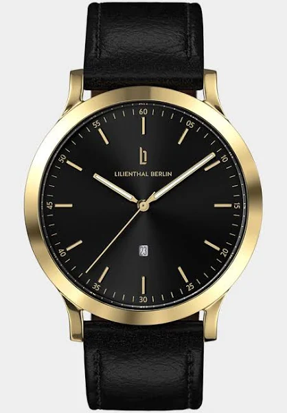 Zegarek Męski Złoto Czarny Koperta ze stali chirurgicznej Szkło mineralne hartowane szafirowo