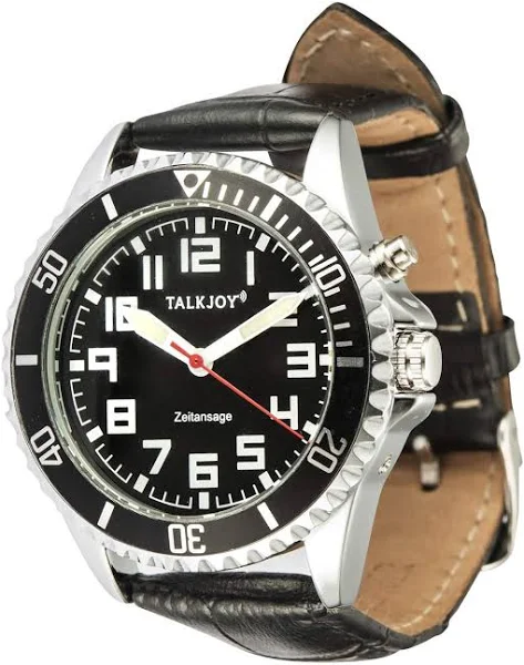 TalkJoy Profesjonalny czarny męski zegarek na rękę ze skóry zegarek niewidomy
