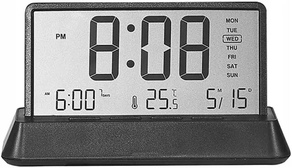 Budzik Zegar Elektroniczny Led Cyfrowy Stojący Data Temperatura Lustro