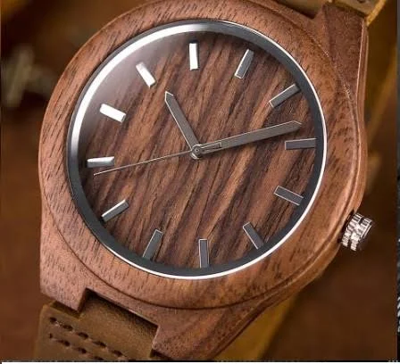 Zegarek męski imitacja drewna pasek brązowy