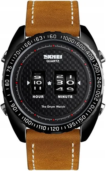 Zegarek męski Skmei pasek skóra brązowy czarny