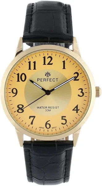 Perfect Zegarek męski kwarcowy klasyczny skórzany pasek C411