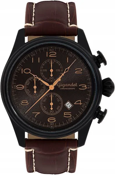 Gigandet G41-005 męski zegarek z brązowym skórzanym paskiem