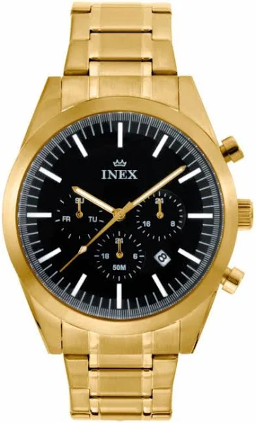 Inex Mens Gold Black A76204-1D5I Kwarc Złoty