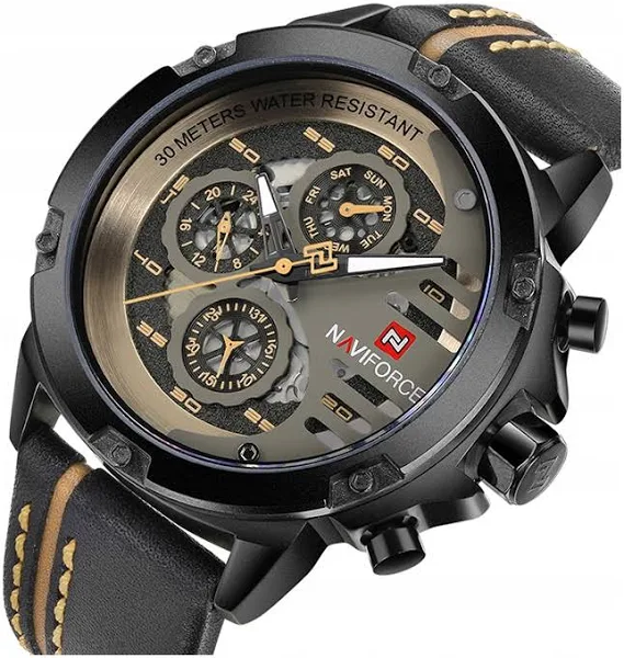 Zegarek męski Naviforce skóra chronograf data