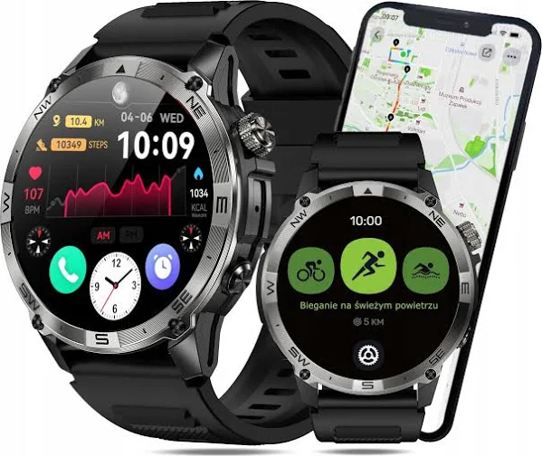 Smartwatch Wenom Explorer Gps Wodoodporny IP68 czarny